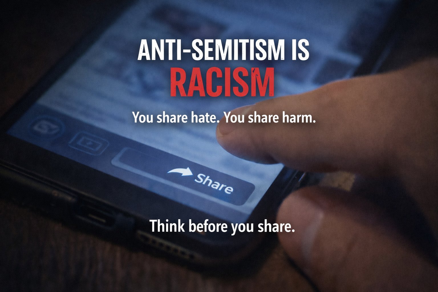 Anti-Semitism is Racism. You share hate. You share harm. Think before you share.